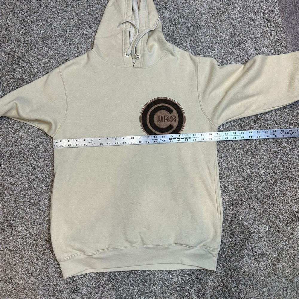 Stitches Hoodie Mens M Cream Chicago Cubs MLB Sherpa Lined Chenille Patch 94972 - Picture 10 of 11